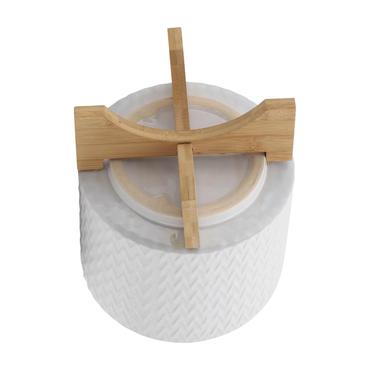 White Ceramic Chevron Planter With Stand P67399