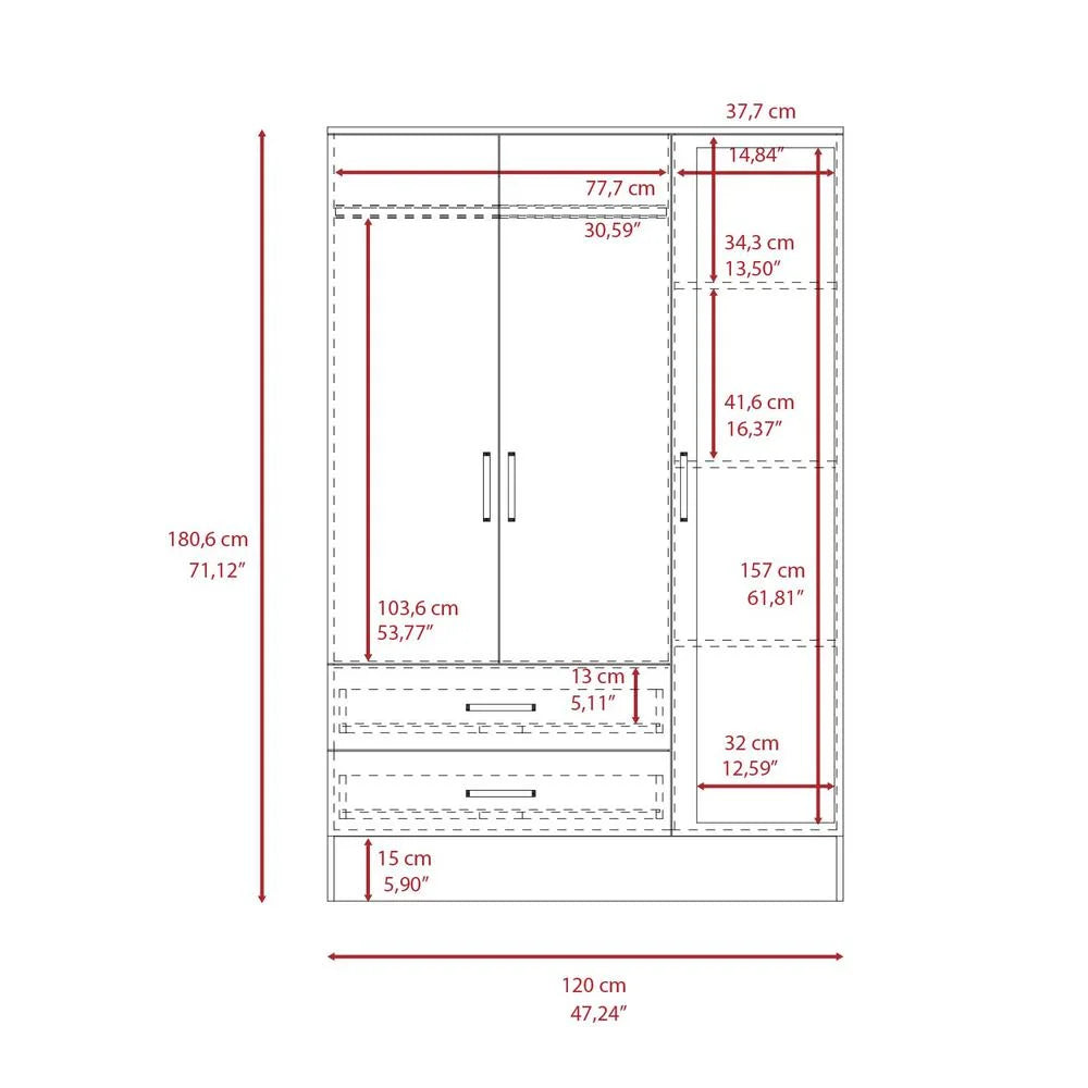 Black Light Gray Mirrored Armoire O8235