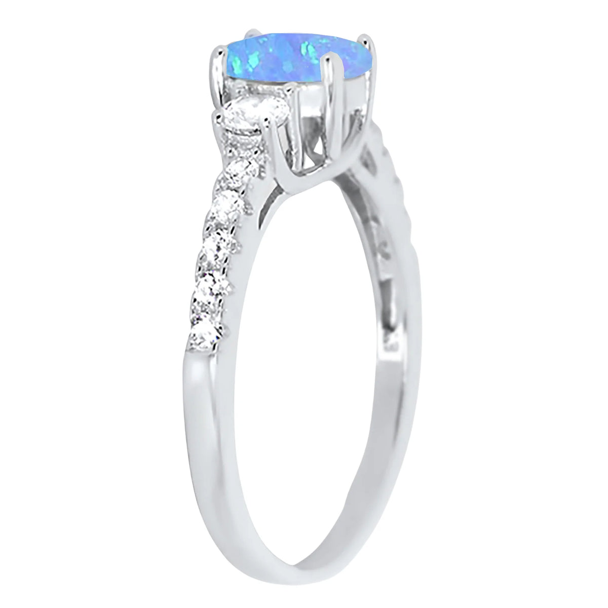 3 Stone Created Opal Engagement Ring Size 11 A42385