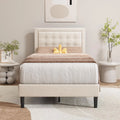 Pink Velvet Upholstered Platform Bed Frame Twin Size M656
