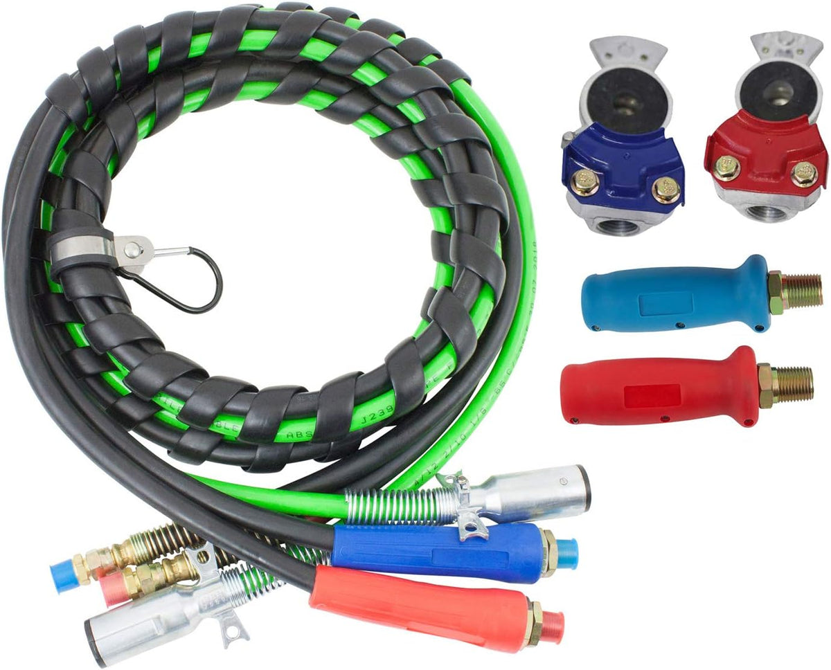 12 Ft 3-in-1 ABS & Power Air Line Hose Wrap 7 Way Electrical Cable J592740