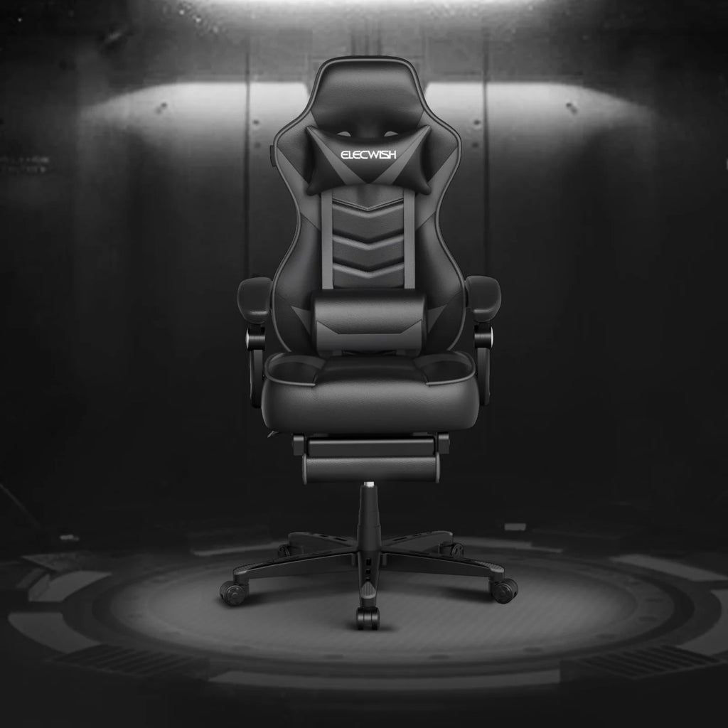 Gray Gaming Chair with Footrest P254068