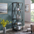 Slate Gray Metal 4-Shelf Etagere Bookcase H787