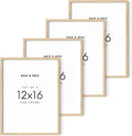 Beige Oak Wood 12x16 Picture Frame Set of 4 D3532
