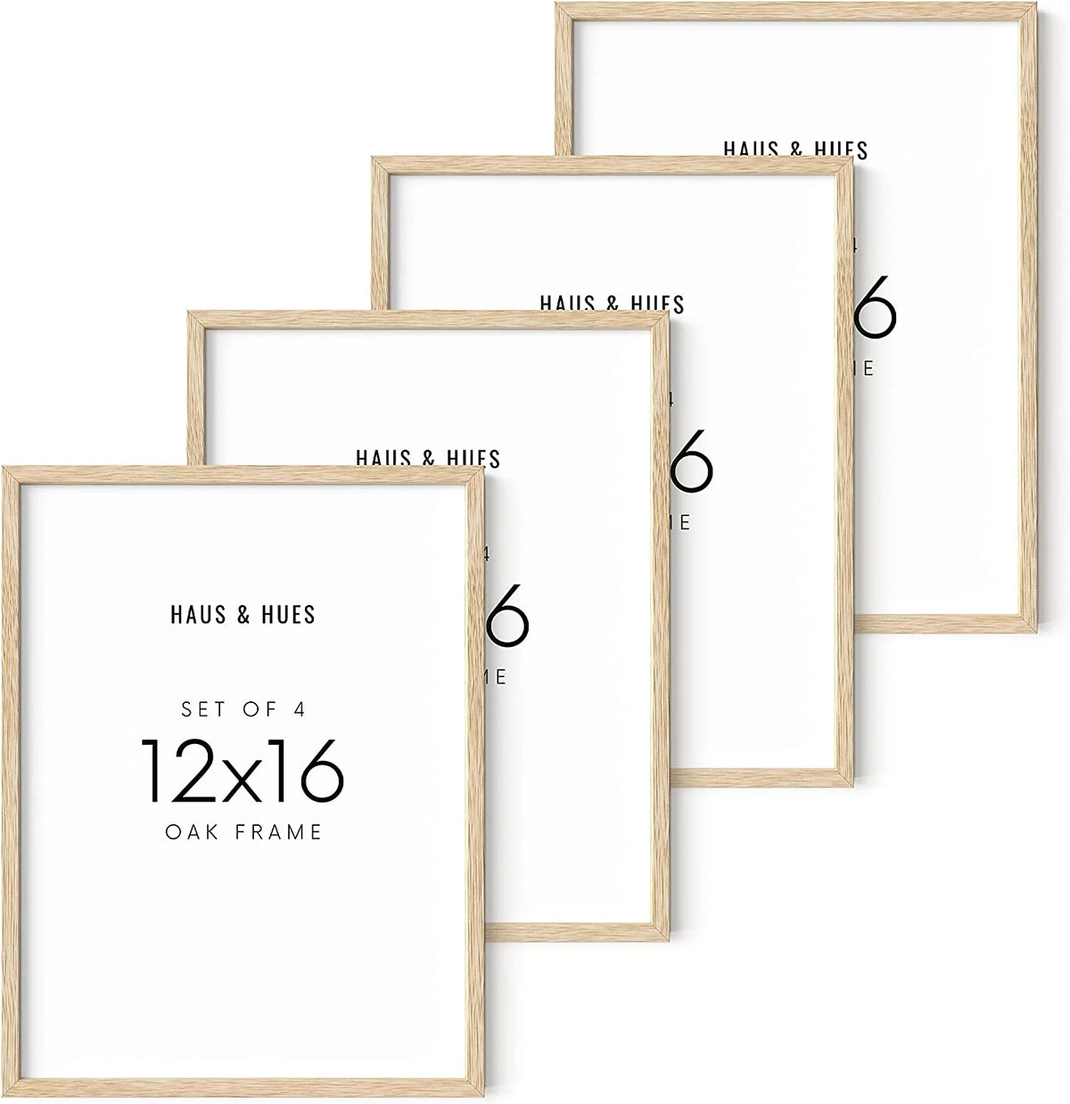Beige Oak Wood 12x16 Picture Frame Set of 4 D3532