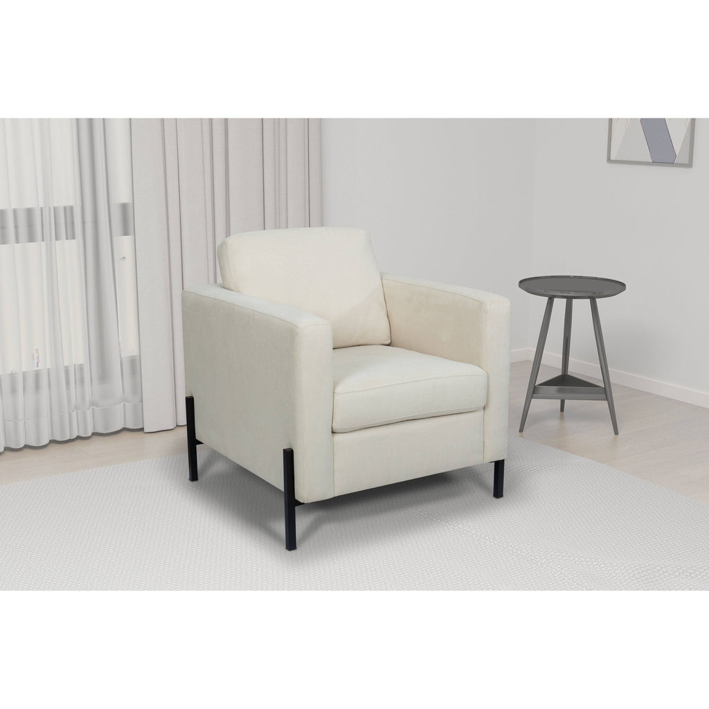 Creamy White Armchair with Black Metal Leg N32799