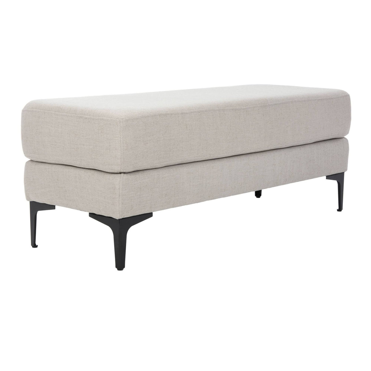 Rectangular Bench Light Grey Linen Black B100031