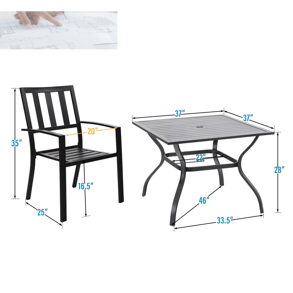 5 Pcs Metal Patio Dining Set X177997