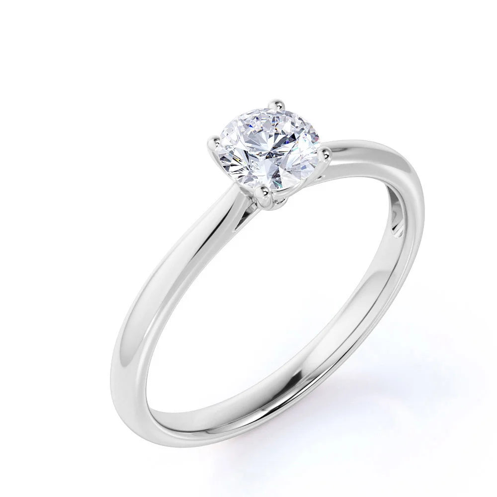18K White Gold over Silver Round Cut Engagement Ring Z341