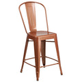 24 in. High Metal Indoor/Outdoor Counter Height Stool with Back B19937