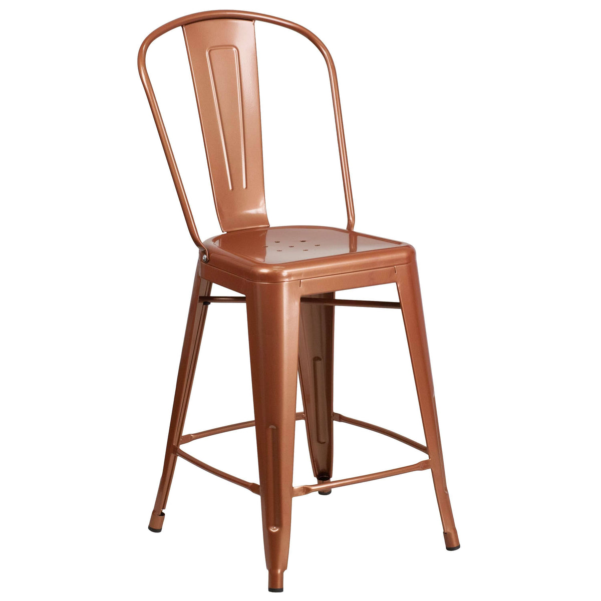 24 in. High Metal Indoor/Outdoor Counter Height Stool with Back B19937