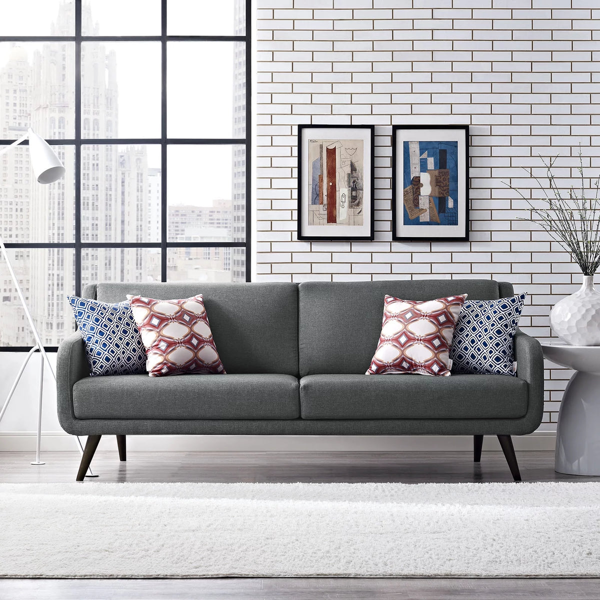 Grey Fabric Sofa V4440
