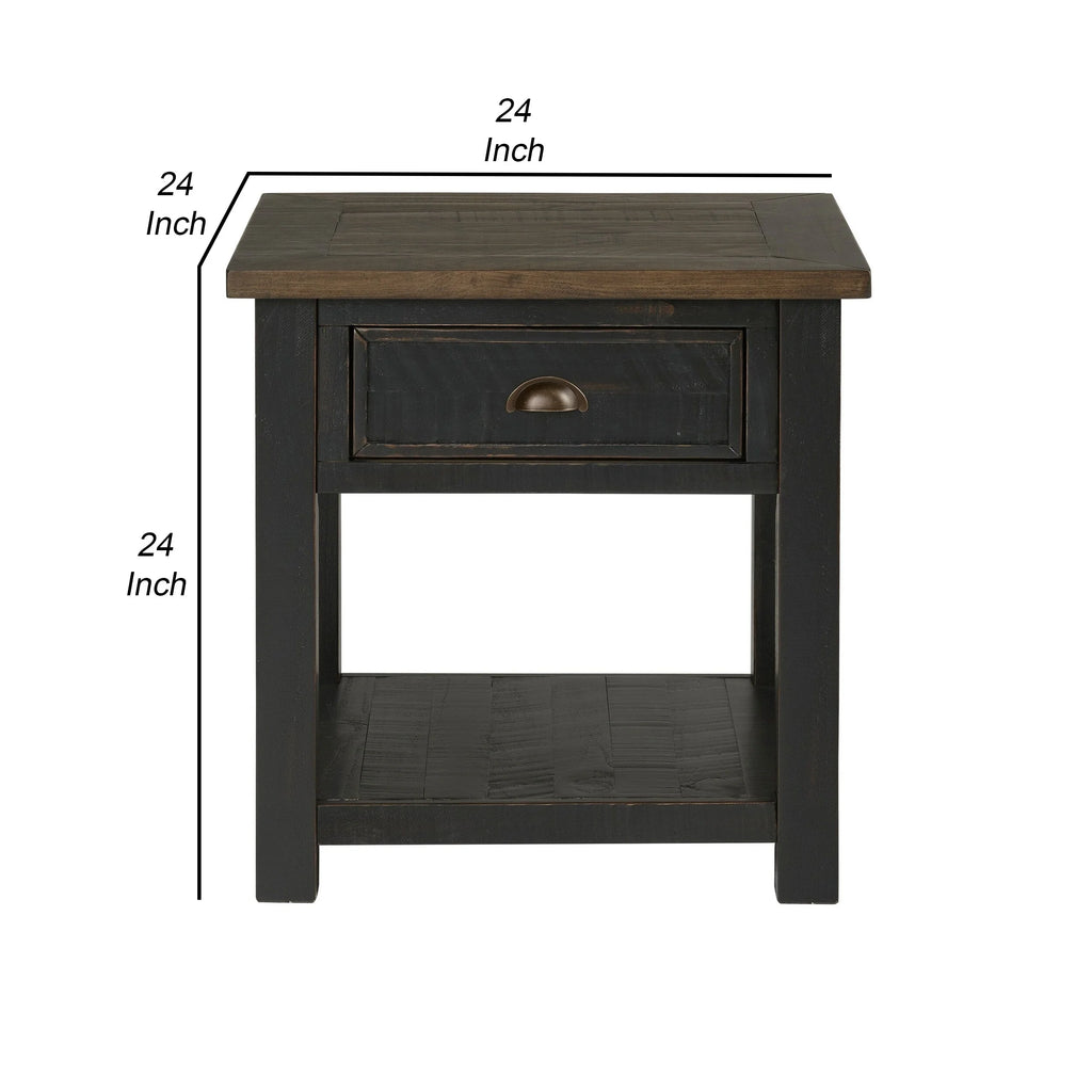 24 Inch End Table with Drawer and Shelf X607