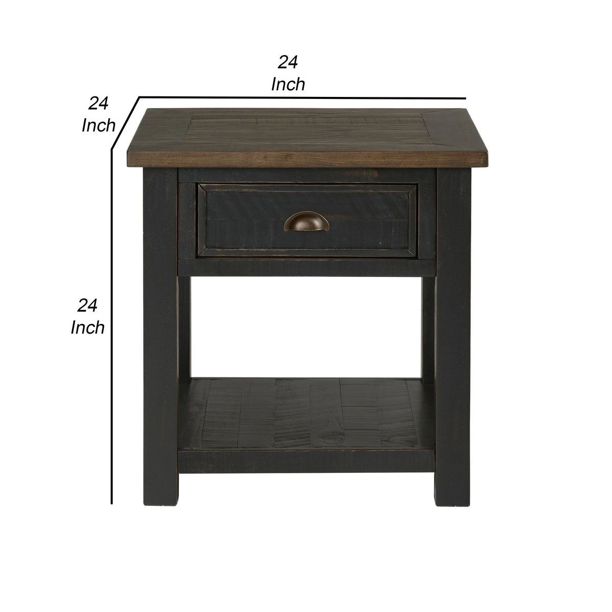 24 Inch End Table with Drawer and Shelf X607