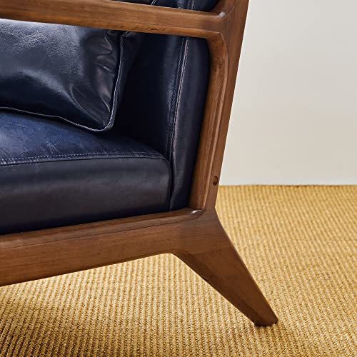 Black PU Leather Accent Armchair with Wood Frame O95413