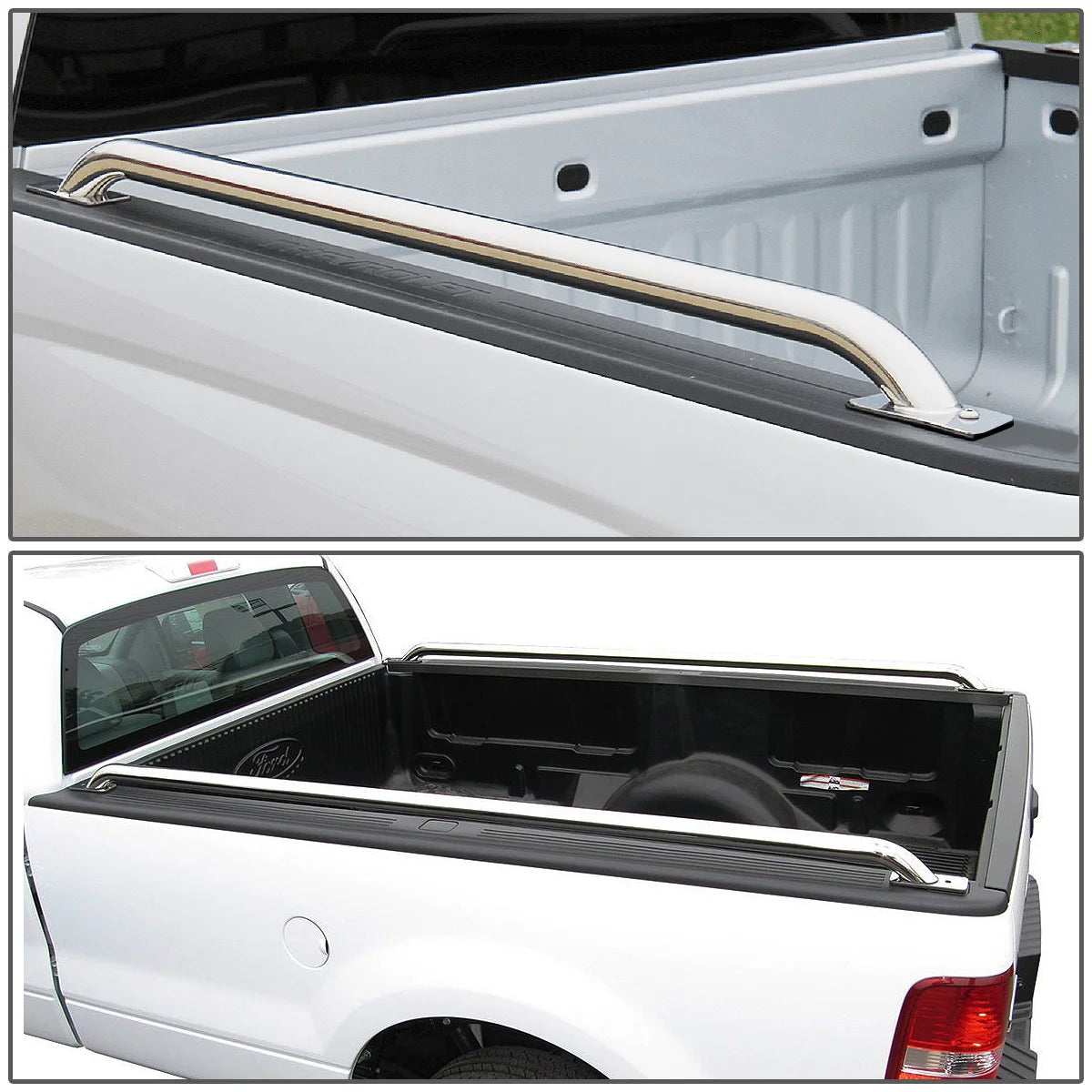 Pair of Stainless Steel Chrome Truck Side Bar Rail M1116