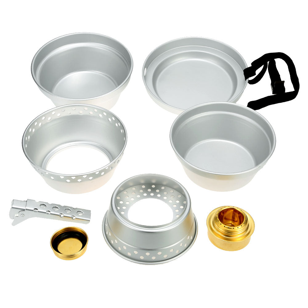 Portable Camping Cookware Mess Kit with Stand Pot Pan Cooking Set B375