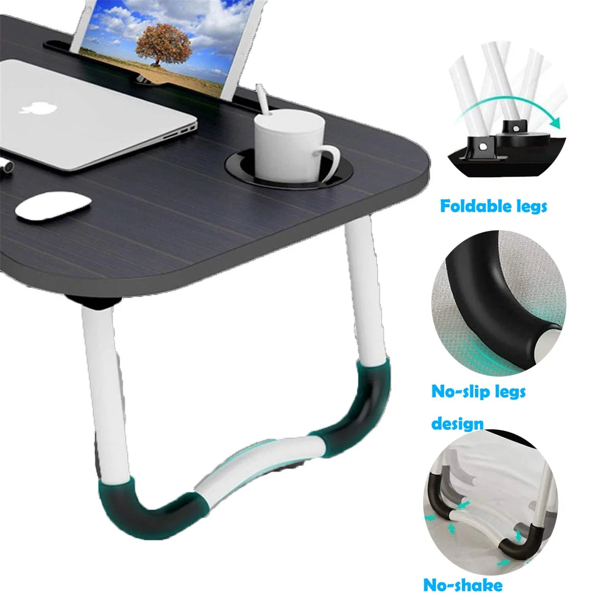 Foldable Lap Desk with Cup Holder & Drawer X73765