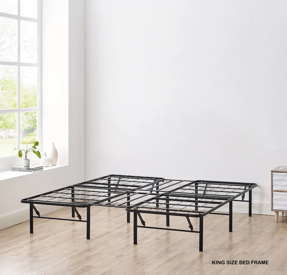 14 Convertible High Platform Metal Bed Frame, Twin/Full, Black G782