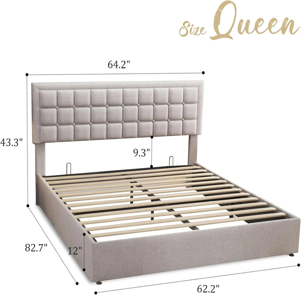 King Size Lift Up Storage Upholstered Platform Bed Frame S396219
