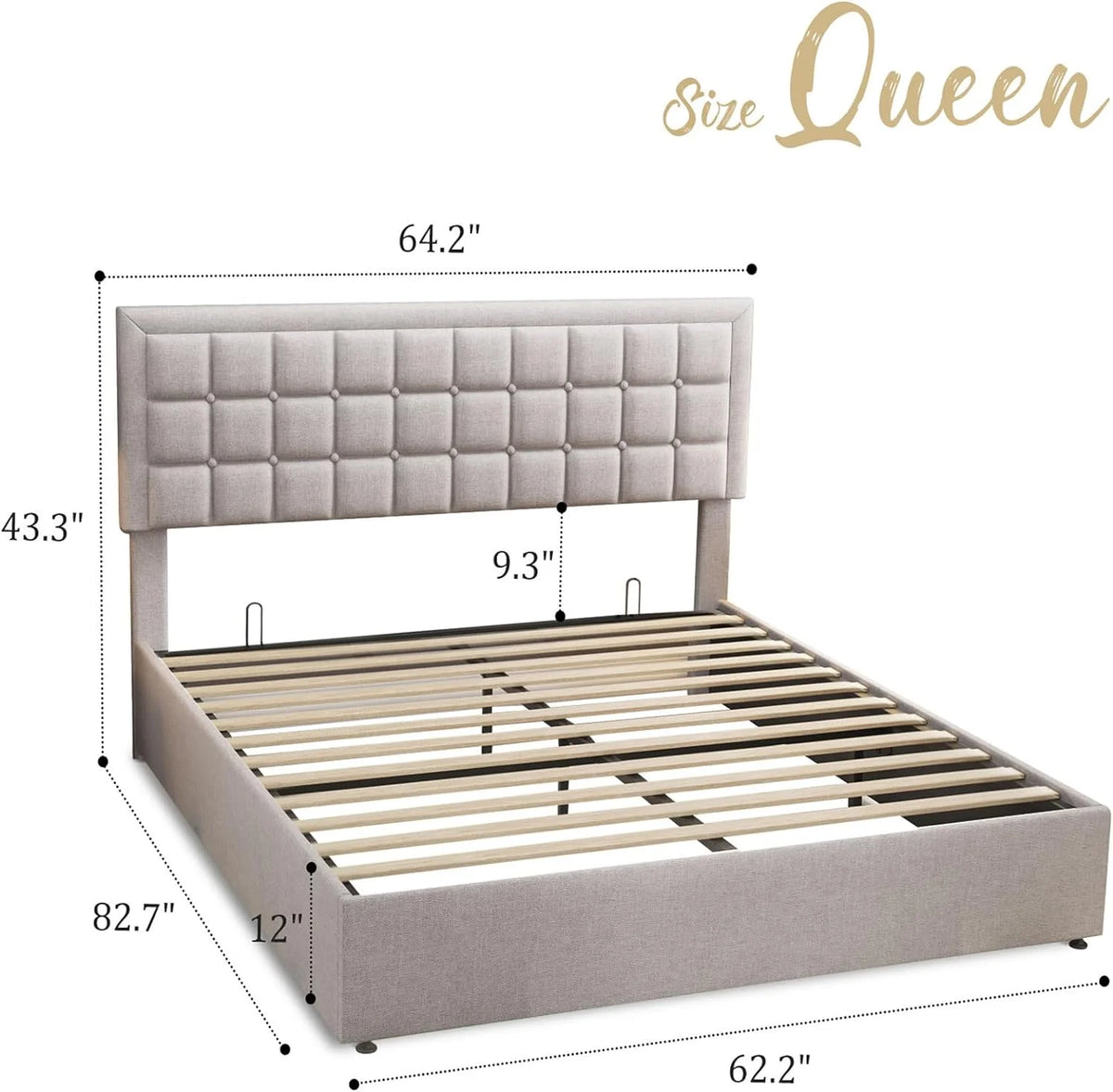King Size Lift Up Storage Upholstered Platform Bed Frame S396219