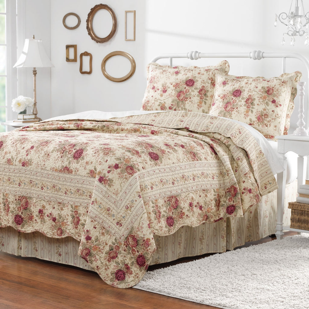 Blue Oversized Queen 3 Piece Cotton Quilt Set A834
