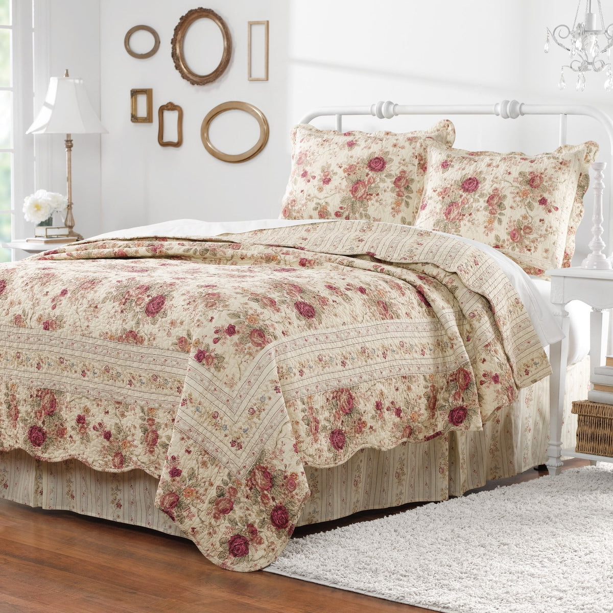 Blue Oversized Queen 3 Piece Cotton Quilt Set A834