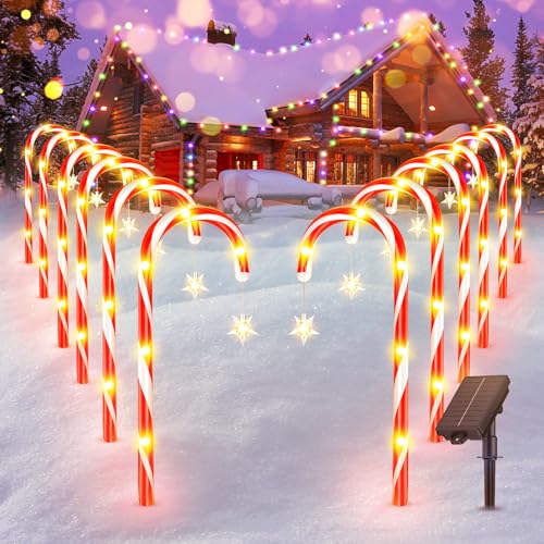 12 Pack Solar Candy Cane Lights with 10 Modes and 72 LED M6460