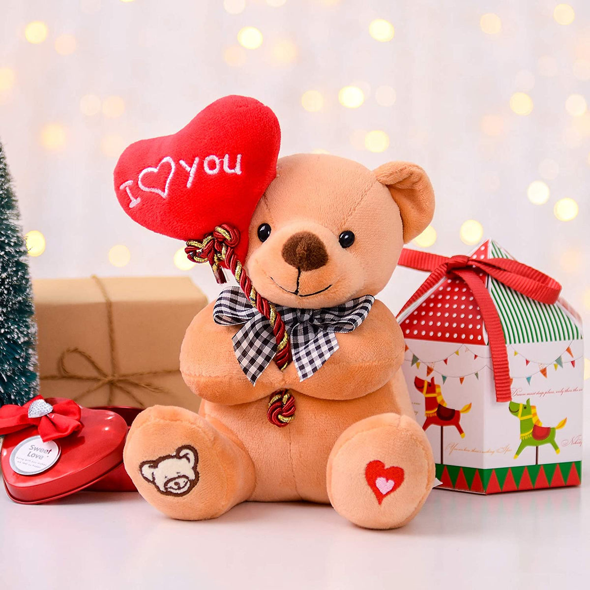 Brown 18cm Plush Teddy Bear with Heart Y824531