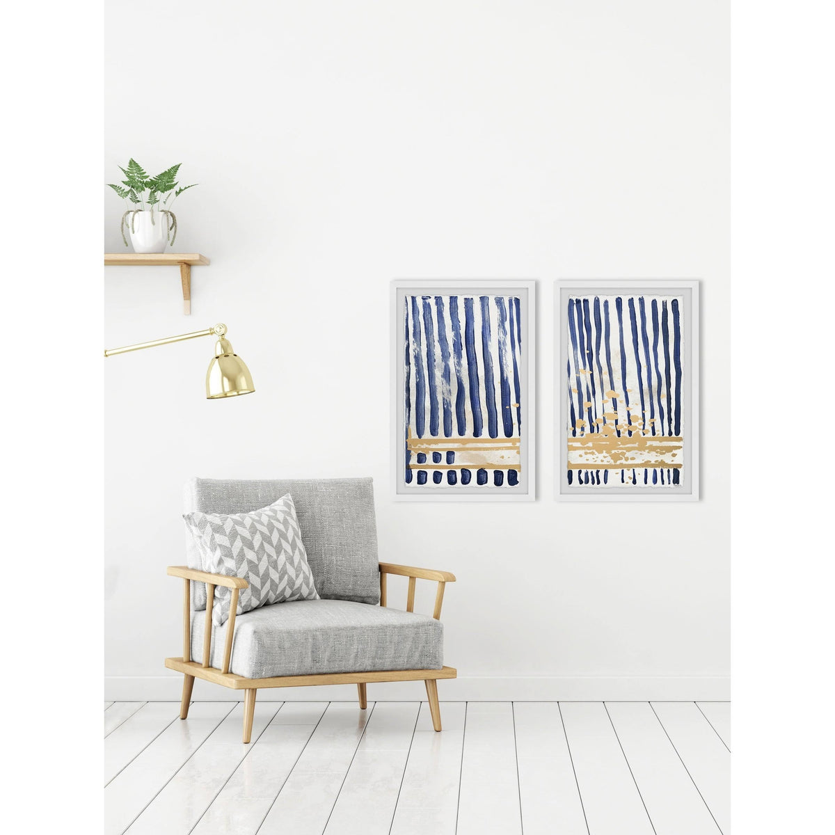 Blue Verticals Diptych, 18 inch x 24 inch Y2350