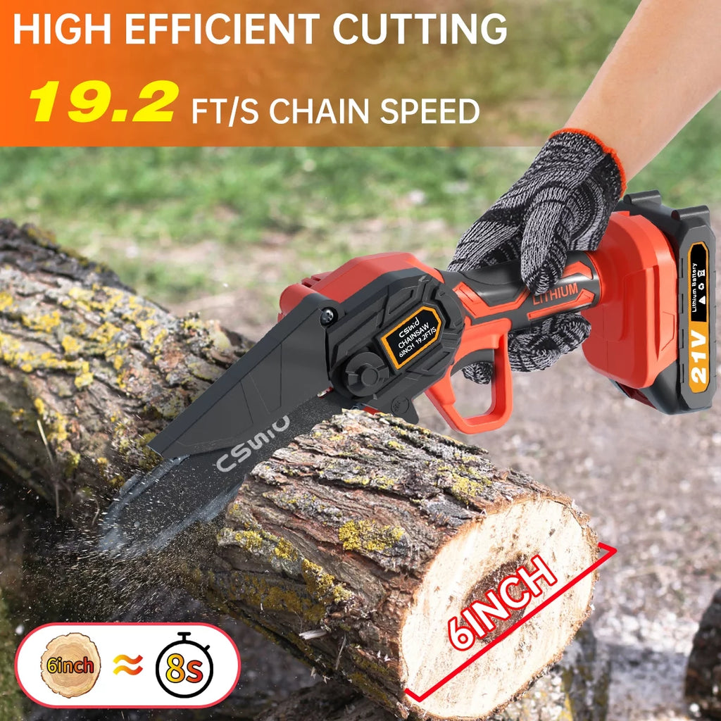 Cordless Mini Chainsaw with 2 Batteries 2 Chains C7704