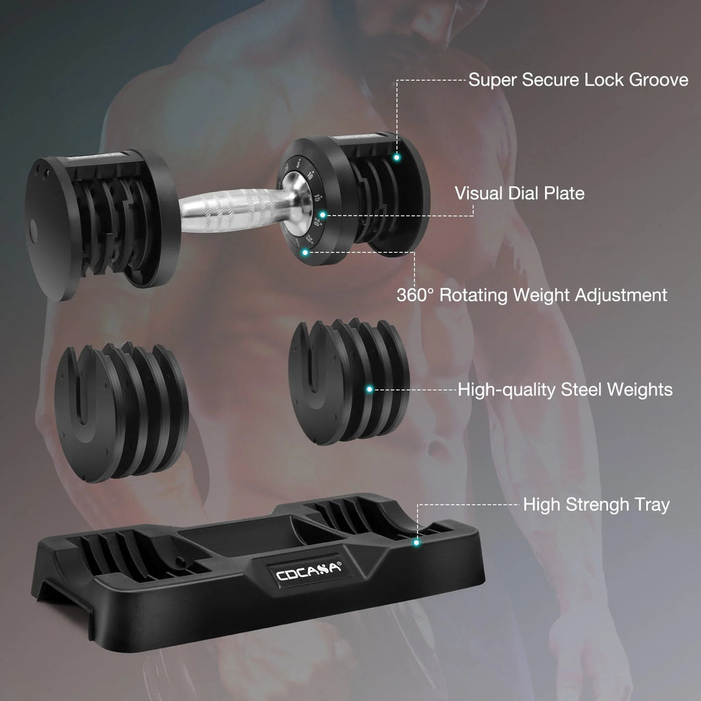 Adjustable Dumbbell Set 25 Lb Black B5268