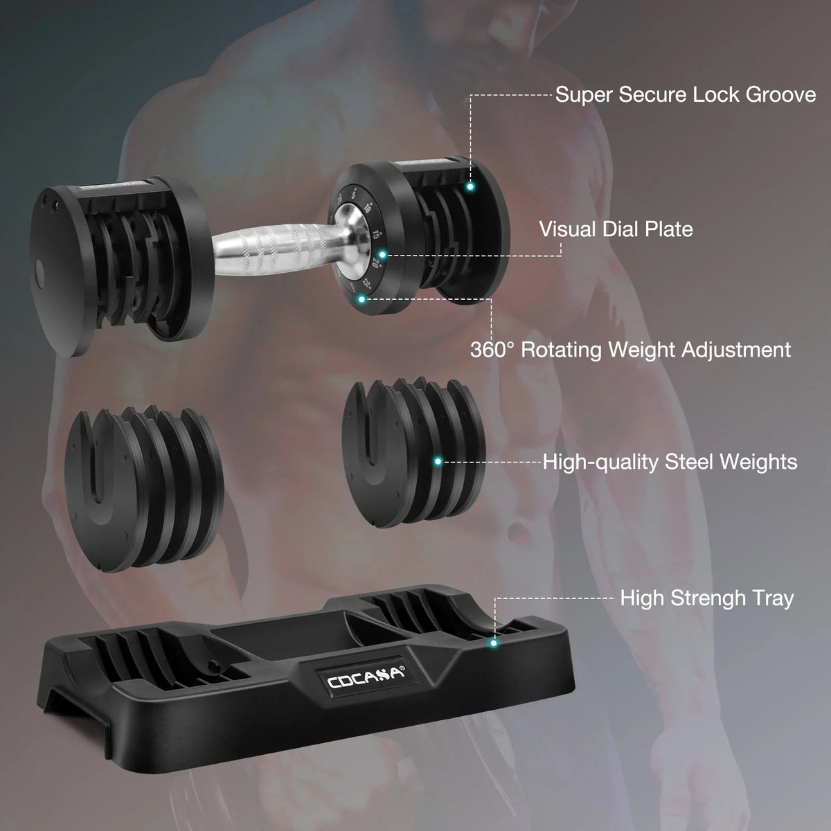 Adjustable Dumbbell Set 25 Lb Black B5268