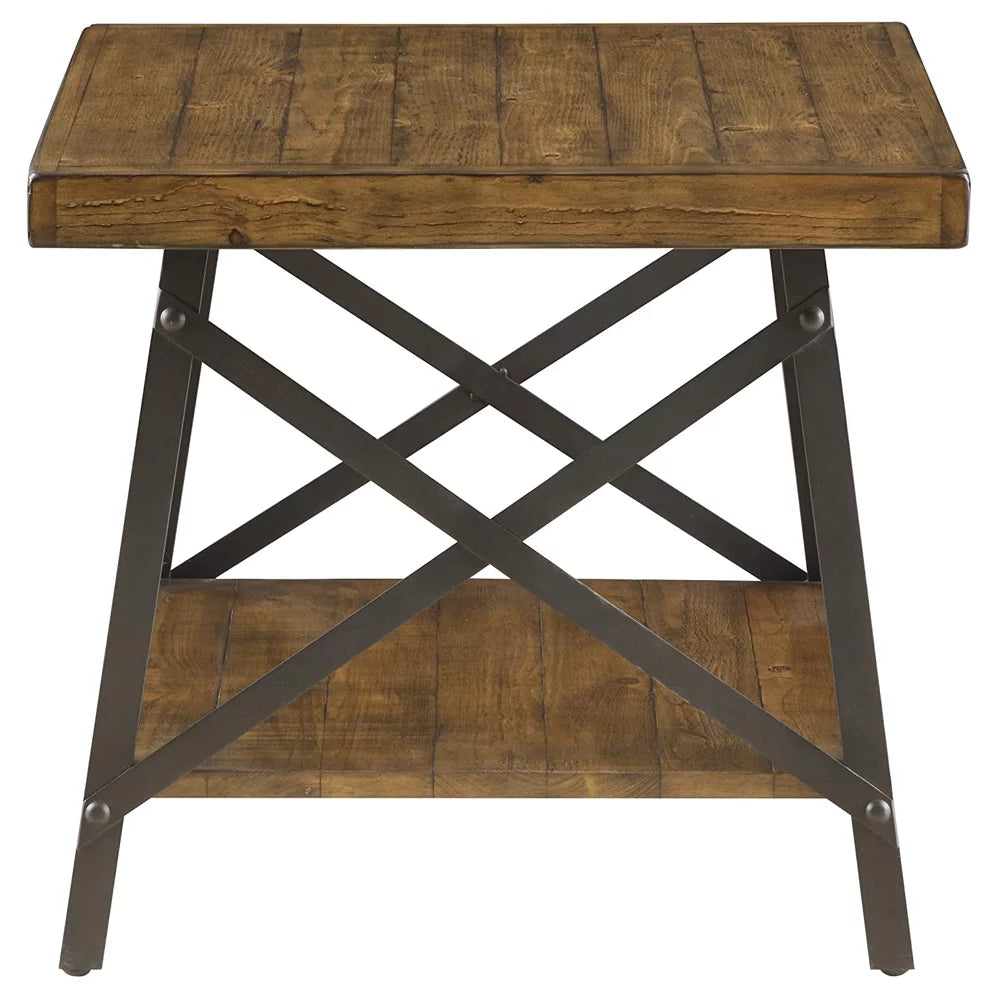 Wood Square Side End Table with Storage Shelf D9512