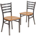 2 Pack Clear Coated Metal Restaurant Chair with Natural Wood Seat T273479