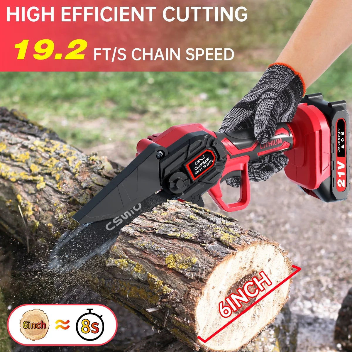 Cordless Mini Chainsaw with 2 Batteries 2 Chains C7704