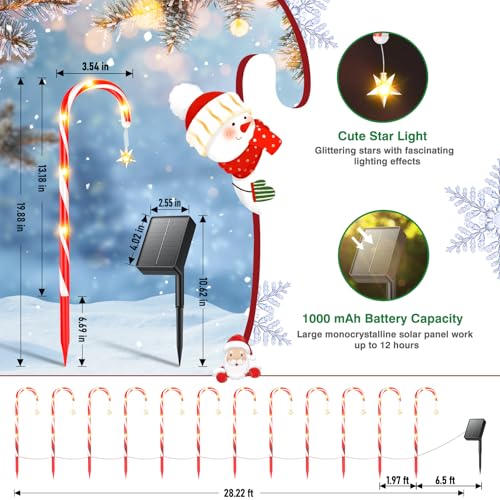 12 Pack Solar Candy Cane Lights with 10 Modes and 72 LED M6460