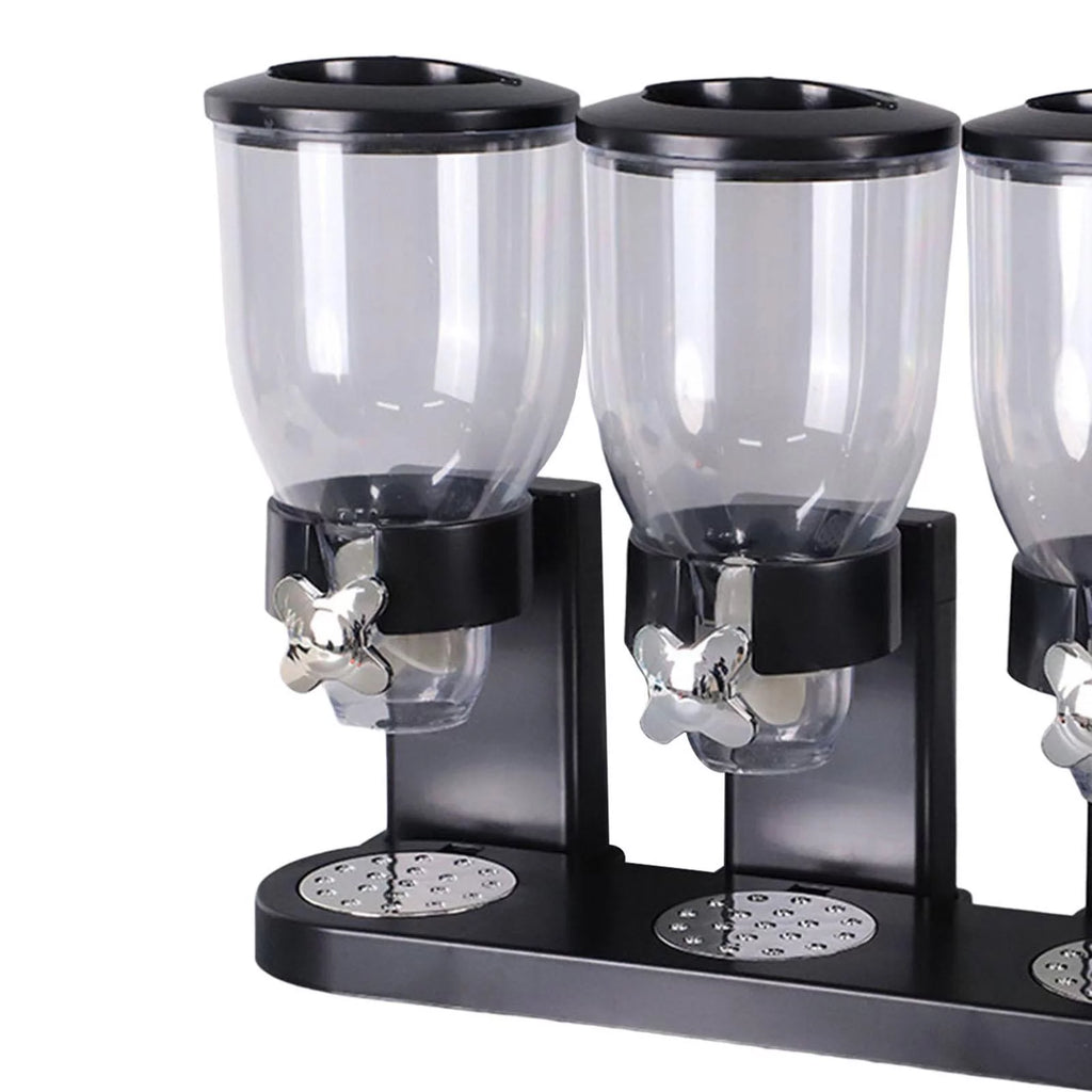 Triple Canister Cereal Dispenser Dry Food Storage D458