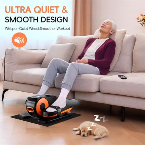 Under Desk Elliptical Machine, Quiet Portable Mini Electric Seated Pedal Exerciser, 12 Adjustable Speeds F6611