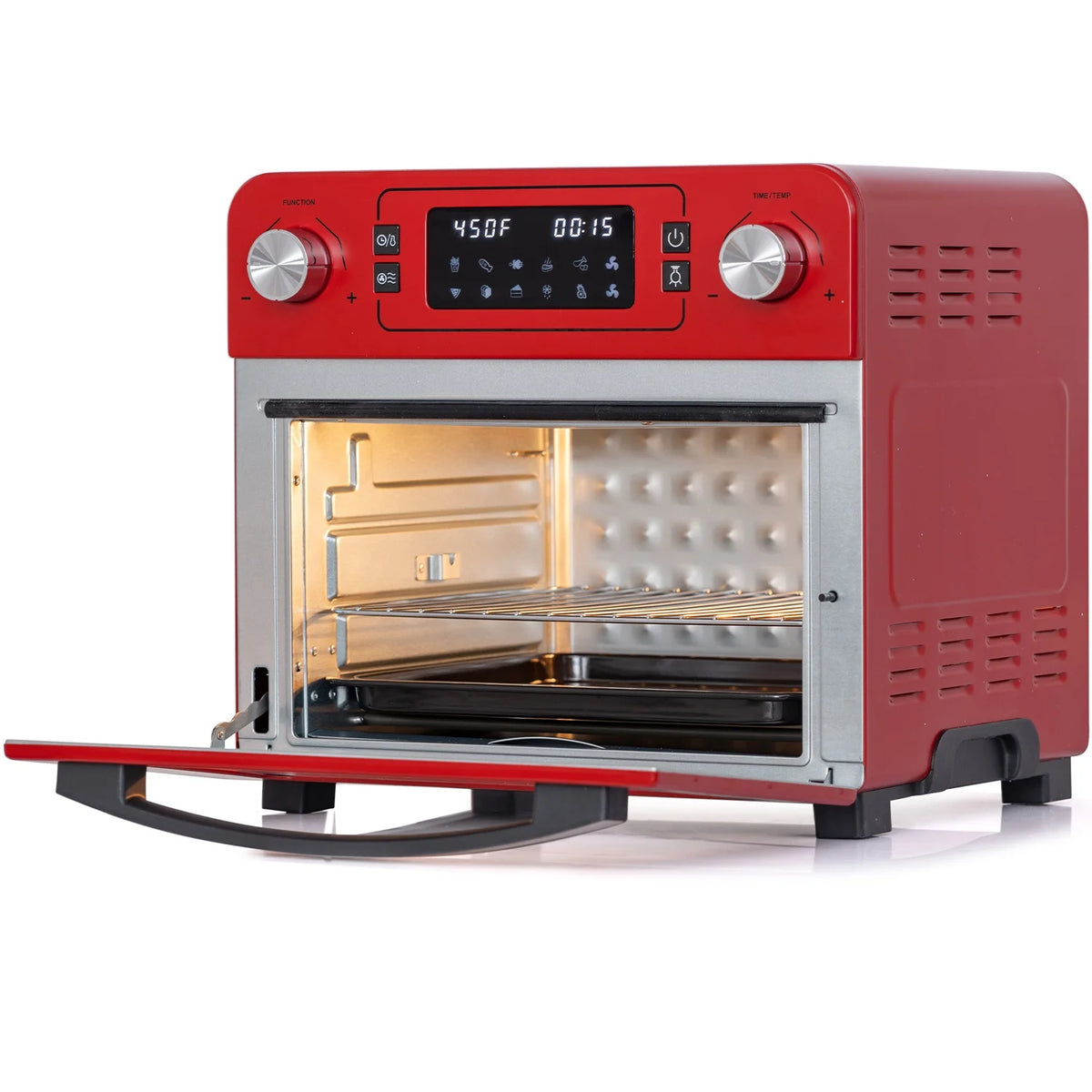 Red Stainless Steel Countertop Toaster Oven with Air Fryer and Rotisserie Assembly I588090