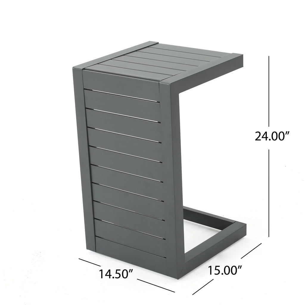 Gray Aluminum C-Shaped Side Table D934