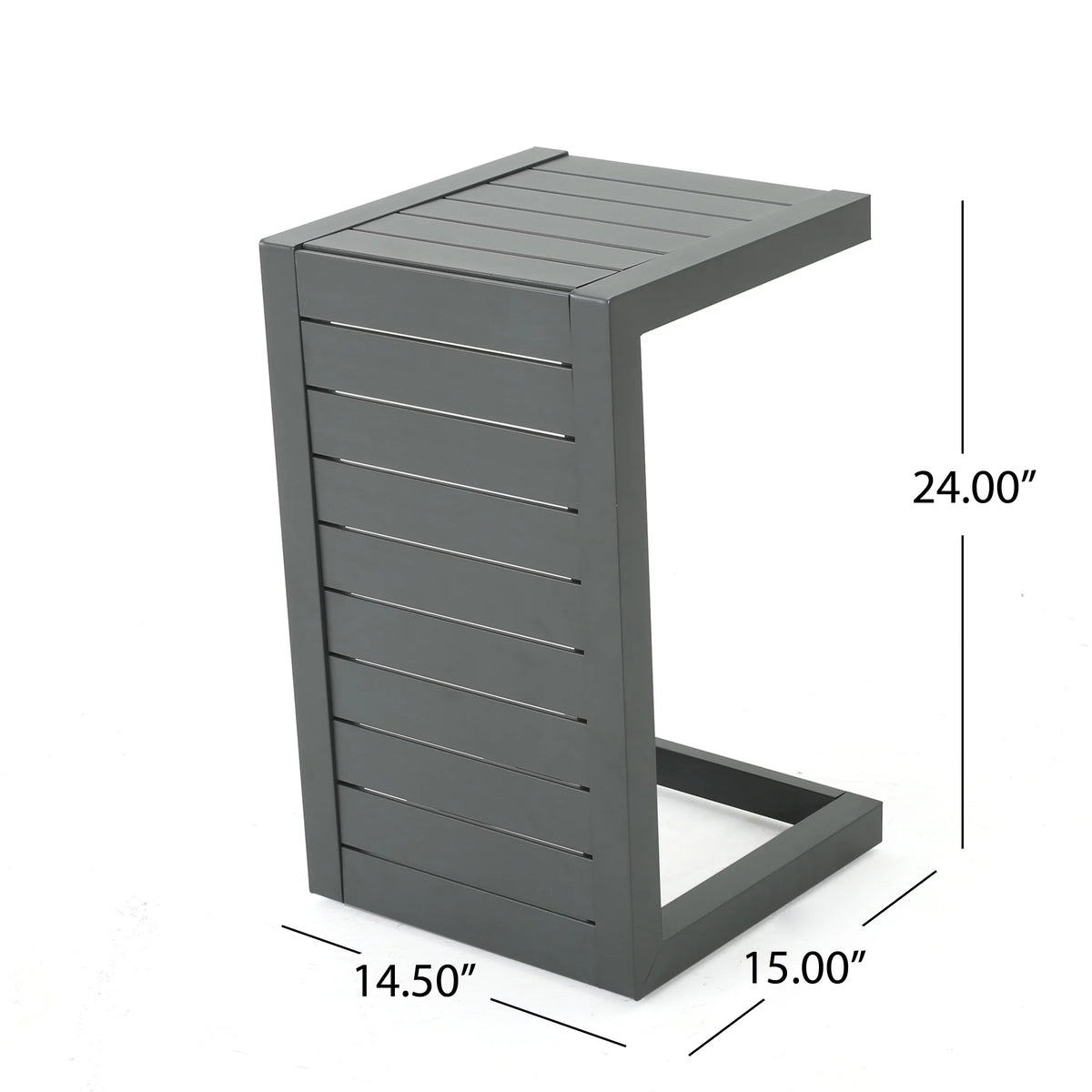 Gray Aluminum C-Shaped Side Table D934
