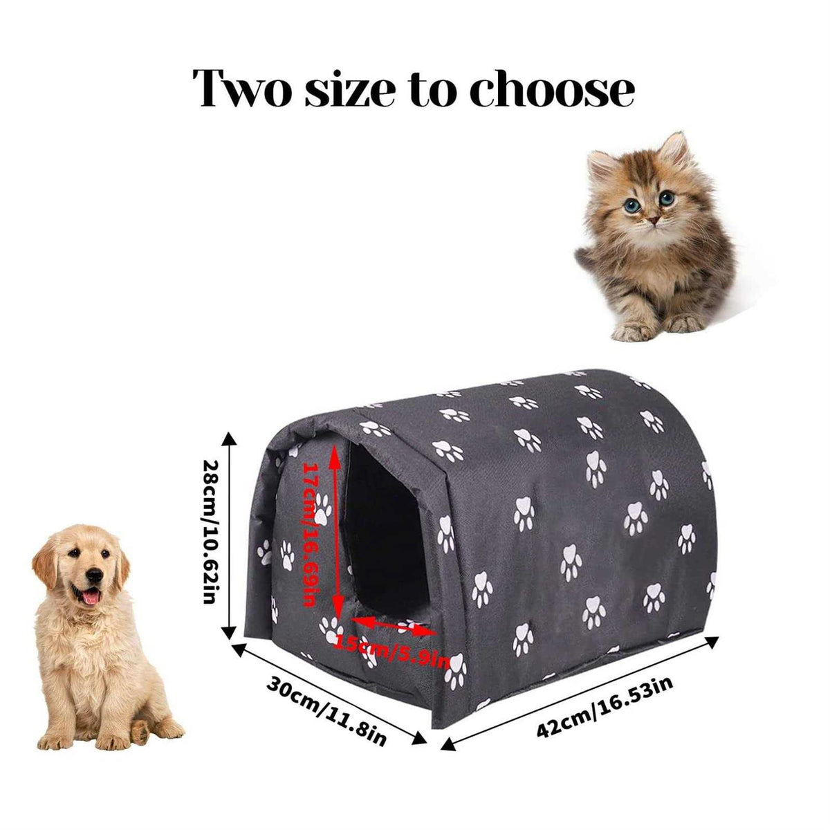 Outdoor Foldable Cotton Filled Cat House H397989