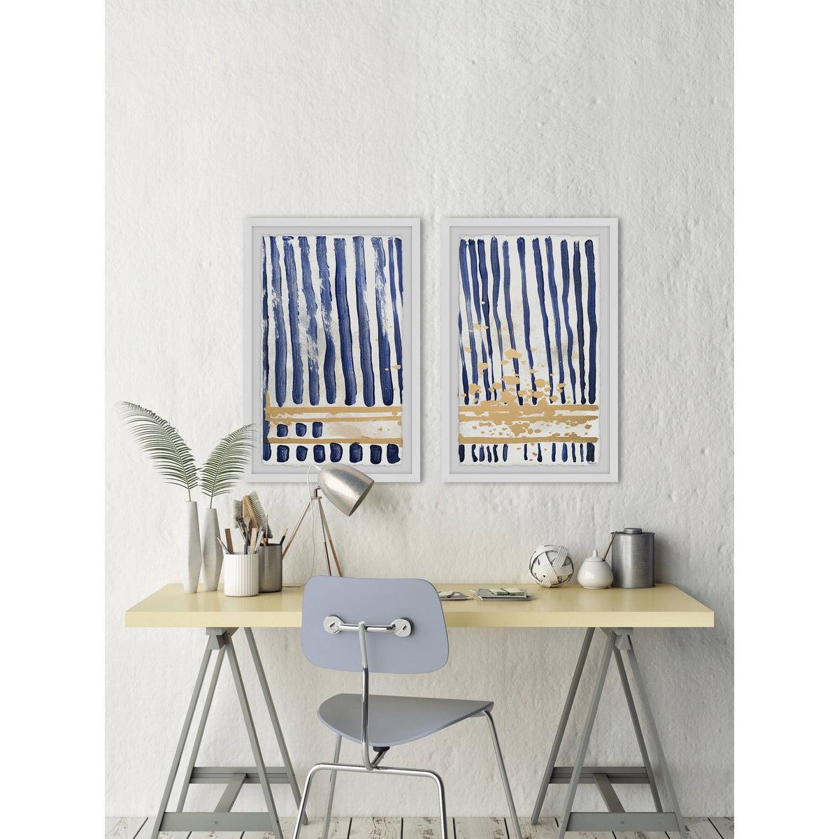 Blue Verticals Diptych, 18 inch x 24 inch Y2350
