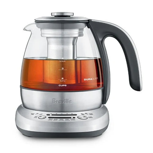 1.0L Brushed Stainless Steel and Glass Compact Kettle H785