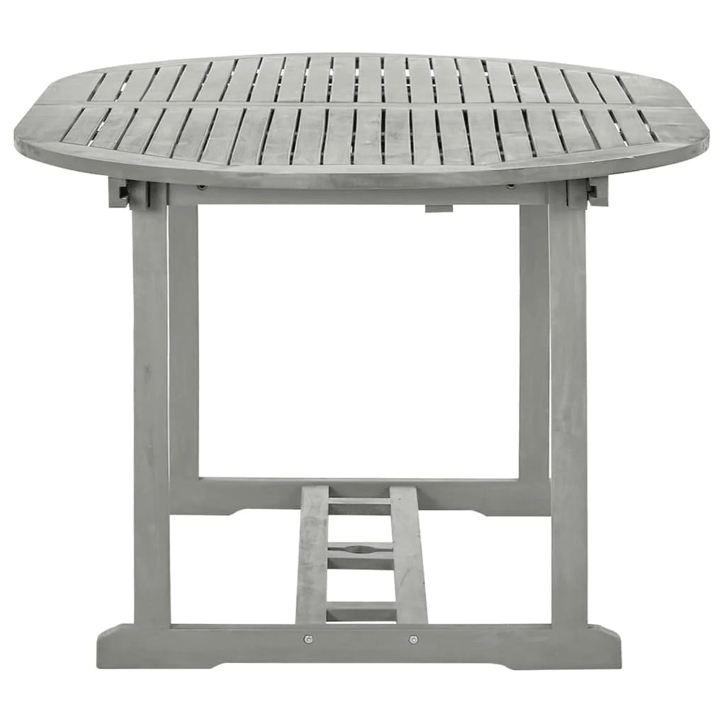 Gray Acacia Wood Extendable Oval Outdoor Dining Table with Umbrella Hole L531821
