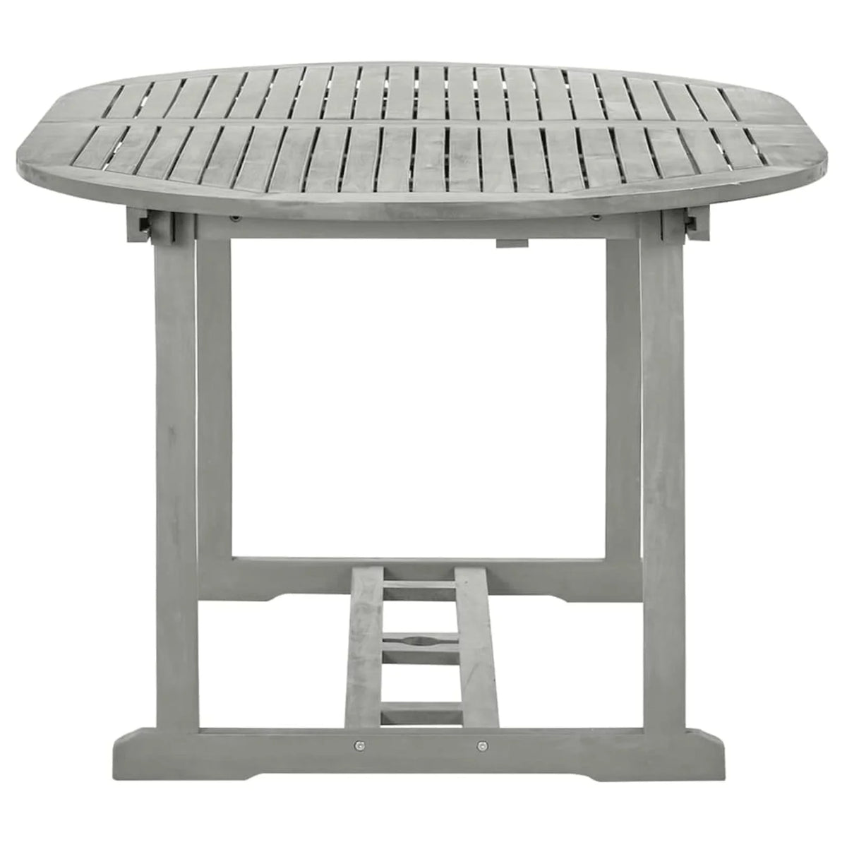 Gray Acacia Wood Extendable Oval Outdoor Dining Table with Umbrella Hole L531821