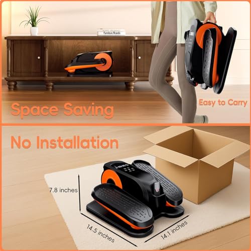 Under Desk Elliptical Machine, Quiet Portable Mini Electric Seated Pedal Exerciser, 12 Adjustable Speeds F6611