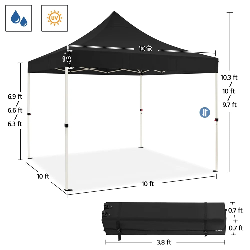 Black 10 FT Pop-up Canopy with Roller Bag and Sandbags W94294
