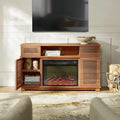 52 Fireplace TV Stand Farmhouse 2 Drawers Adjustable Electric Wood Media Console Cabinet J8074